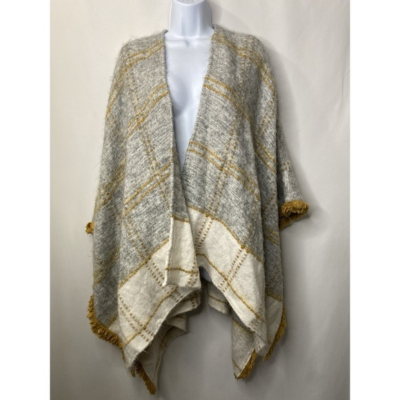 Cost Plus World Market Sweaters - World Market Shawl Sweater Open Front Fuzzy Fringe Cardigan Oversized  One Size